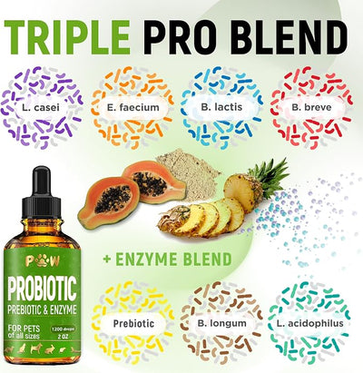 Liquid Probiotics for Dogs & Cats of All Ages | Dog Probiotics to Provide Digestion Balance | Prebiotic Blend for Harmonious Food Absorption | 3 Billion CFU | Herbal Flavor | 2 Oz