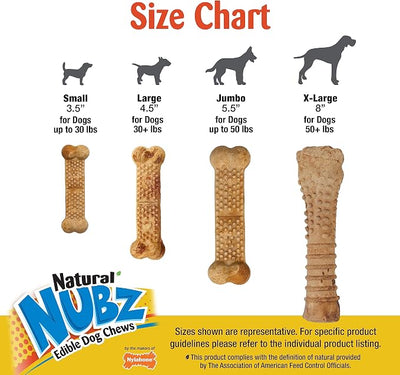Nylabone Nubz Wild Natural Edible Chew Treats for Dogs, Made in USA, Bison Flavor, Small - Up to 25 lbs. (4 Count) (Pack of 2)
