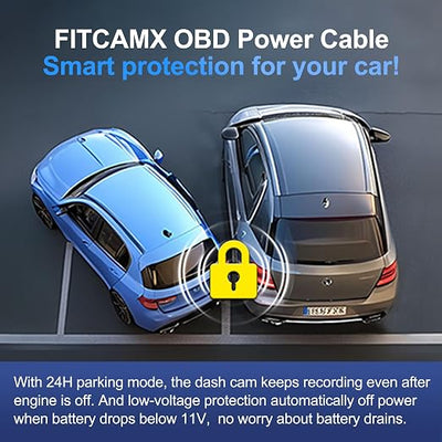 FITCAMX OBD Cable Dash Cams, Upgrade Parking Monitoring, Hardwire Wire Kit Accessories