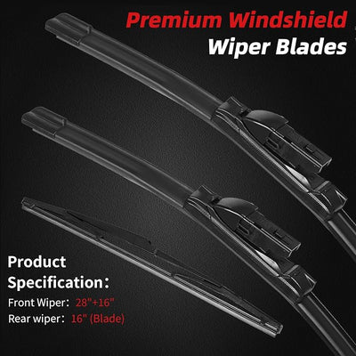 OTUAYAUTO Windshield Wiper Blades Replacement for Toyota Prius 2016-2023, All-Extreme Weather Performance Quiet No Trace Front and Rear Wipers Top Lock 28"+16"+16" (Pack of 3)