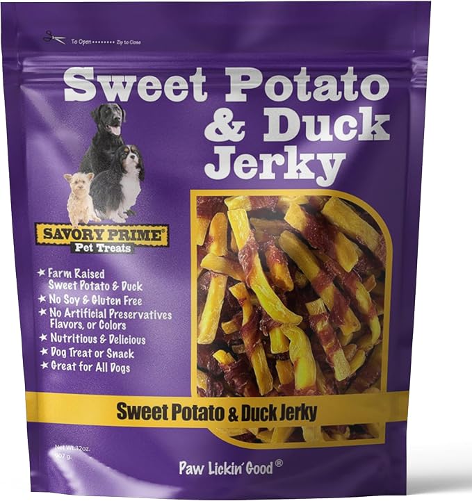 Savory Prime Sweet Potato & Duck Jerky Wrap Dog Treats, Made with 100% Real Duck Breast, Farm Raised, Rawhide Free, Healthy, Easily Digestible, Limited Ingredient, 2 Pounds (Pack of 1)