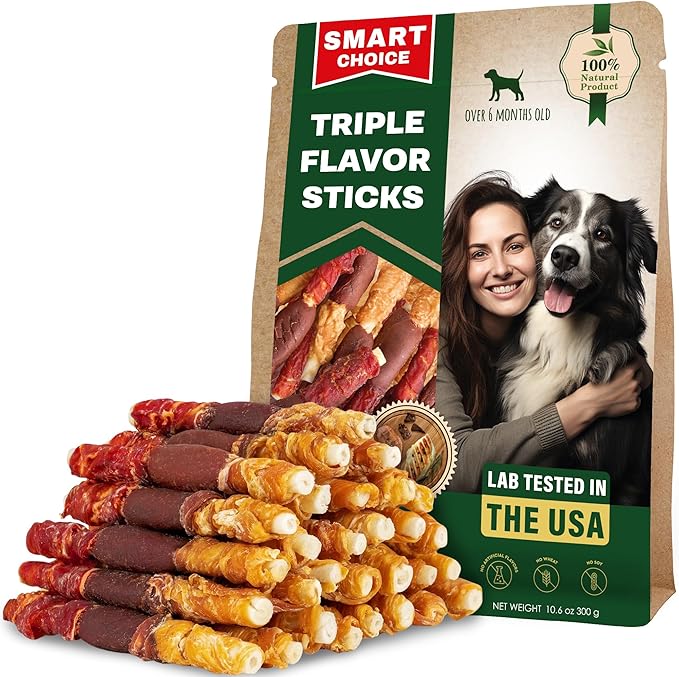 Beloved Pets Dog Treats & Rawhide Bones Wrapped Chicken and Duck - Pet Chews Sticks for Large, Medium & Small Breeds - Long Lasting Chewers Snacks – Puppy Treats