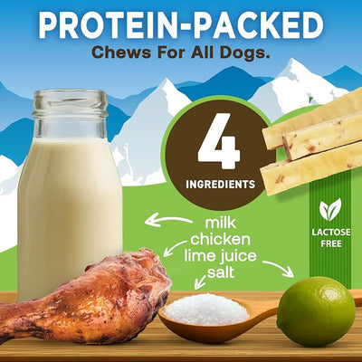 EcoKind Yak Cheese Himalayan Dog Chews, Yak Chews for Large Dogs, Long Lasting Bone for Aggressive Chewers, 4 Ingredients, Natural High Protein Treats, No Additives, Chicken, Large 12+ Chews (3 lbs)