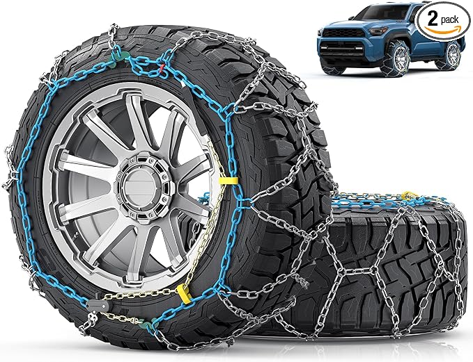 Snow-Chains Easy Install Tire-Chains, One-Pull Fit Heavy-Duty Tire Snow Chains for Pickup Trucks & SUVs Off-road, Emergency Tire Traction Car Tires 255 265 275 285 295 - Set of 2 (SCRV265)