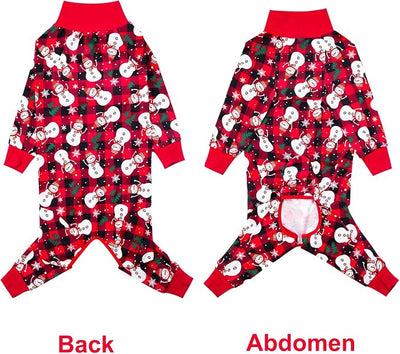 Dog Recovery Suit After Surgery Female Male, Medium Large Dog Neuter Shirt Cone Alternatives Prevent Licking Surgical Onesies (Xmas Snowman, 7XL)