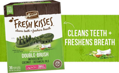 Merrick Fresh Kisses Natural Dental Chews Infused With Coconut And Botanical Oils For Small Dogs 15-25 Lbs - 36 ct. Box