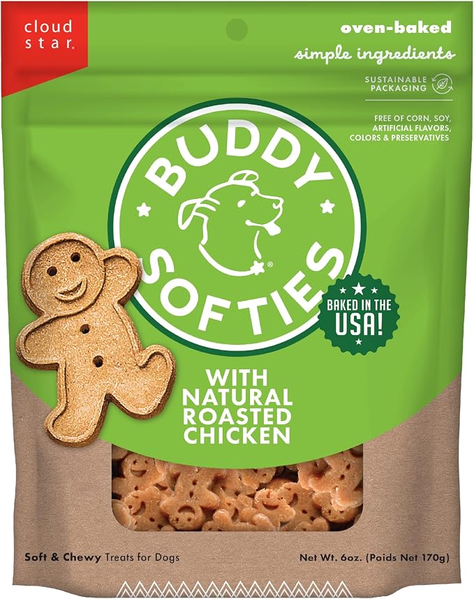 Softies 6 oz. Bag, Soft & Chewy, Natural Roasted Chicken Flavor Dog Treats, Oven Baked in The USA