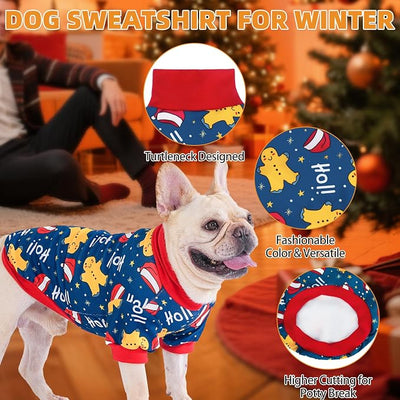 KOOLTAIL Christmas Dog Sweater, 3 Pack Fleece Dog Shirt Turtleneck Pullover Clothes for Small Medium Large Dogs, Fuzzy Soft Warm Pet Winter Cold Weather Coats for Puppy Cats Girls Boys, Red & Green S
