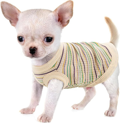 Elevate Your Pet's Comfort and Fashion: Premium 100% Cotton Rib Dog Shirt Vest for Small Breeds Like Chihuahuas, Yorkies, and Puppies .Year-Round Style with Tank-Style Puppy Attire Beige XX-Large