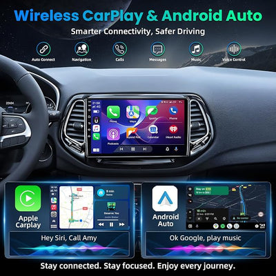 [8Core] Android 13 Car Radio for Jeep Compass 2017 2018 2019 2020: 10" Touchscreen Head Unit Stereo with Wireless CarPlay&Android Auto, GPS Navigation WiFi FM Bluetooth Backup Camera SWC