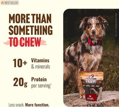 Natural Farm Peanut Butter Flavor Collagen Sticks for Dogs (6 Inch, 15 Pack), Long-Lasting Beef Collagen Sticks, Rawhide Alternative Chews with Chondroitin & Glucosamine, Low-Fat Dental Treats