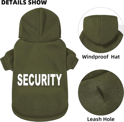 Security Dog Hoodie - Soft & Warm Dog Sweater with Leash Hole Design for Dog Cat,Dog Clothes Pullover Hoodies for Christmas, Holidays and Daily Wear (Green (Security), X-Small)