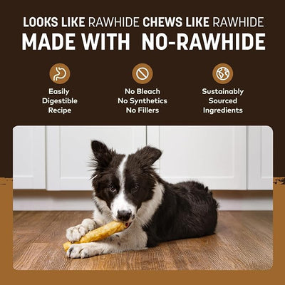 Earth Animal No Hide Chews - Long Lasting Rawhide Free Medium Dog Chews Rolls, Venison - 6 Count