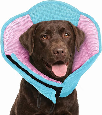 AOFITEE Dog Cone - Foldable Cone for Dogs After Surgery, Adjustable Comfy Cones to Stop Licking, Soft Dog Cone Collar for Large Dogs, Elizabethan Pet E-Collar for Wound Healing, BluePink Large