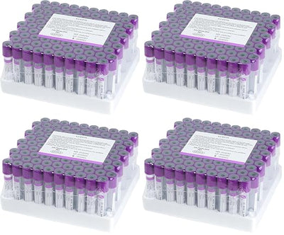 Vacutainer Blood Collection Tubes 3ml Lab Vacuum EDTA K2 Tube for Pet Animals Veterinary Lab Supplies 100 Pcs Wrap Packaging (Pack of 4)