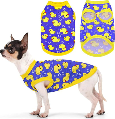 Adorable Yellow Duck Dog Shirt: Lightweight Polyester Cartoon Puppy Vest, Small Medium & Large Dog T-Shirt, Summer Pet Clothes, Cute Dog Apparel, Breathable Dog Tank Top Blue 3XL