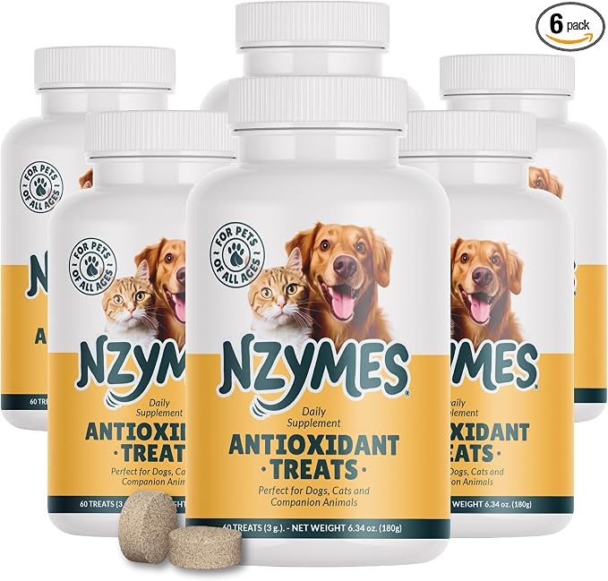 Nzymes® Antioxidant Treats - for Dogs Joints, HIPS, Paralysis, Skin, Coat, Hair Loss, Aging, Digestion, Neurological, Seizures - 360 Treats - Made in The USA
