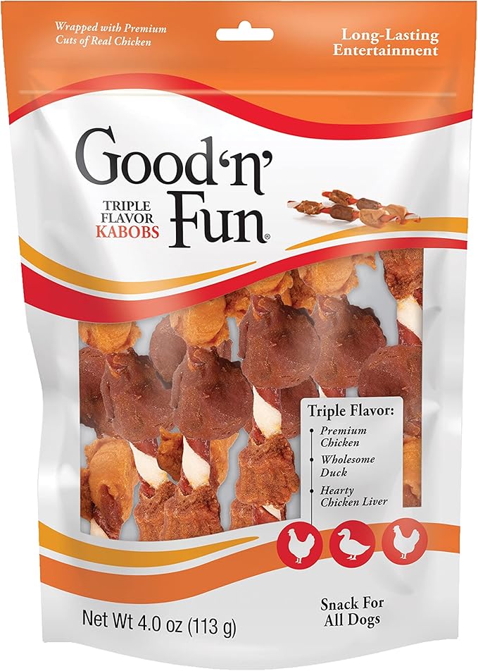 Good n' Fun Kabobs Long-Lasting Dog Treat, With Real Proteins, Beef Hide and Premium Chicken, Supports Dental Health, Mental Stimulation, 4 oz