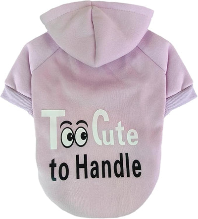 Jecikelon Print Dog Hoodies for Small Dogs, Soft Fleece Puppy Clothes for Pet Cat, Warm Winter Outfits Cold Weather Coats, Cute Sweatshirt Puppies Costume (Light Purple, Small)