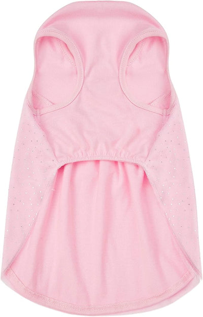 Blueberry Pet My Little Princess Cotton Blend Dog Tulle Dress in Lovely Pink with Heart, Back Length 12", Pack of 1 Clothes for Dogs