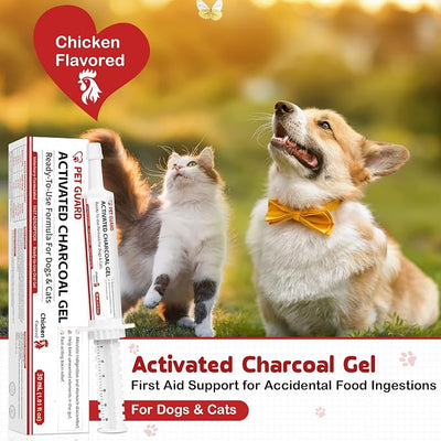 Activated Charcoal for Dogs & Cats, Chicken Flavored Emergency Activated Charcoal Paste, Aid Digestion & Rapid Adsorption, 30ml