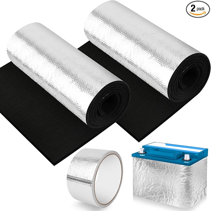 Windspeed 2P Universal Car Battery Insulation Blanket for Car Battery Cover Insulation Wrap for Cold Weather Protector with 16Ft Foil Tape, Suitable for Vehicle, Truck, RV Batteries (7x39.4 Inch)