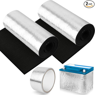 Windspeed 2P Universal Car Battery Insulation Blanket for Car Battery Cover Insulation Wrap for Cold Weather Protector with 16Ft Foil Tape, Suitable for Vehicle, Truck, RV Batteries (7x39.4 Inch)