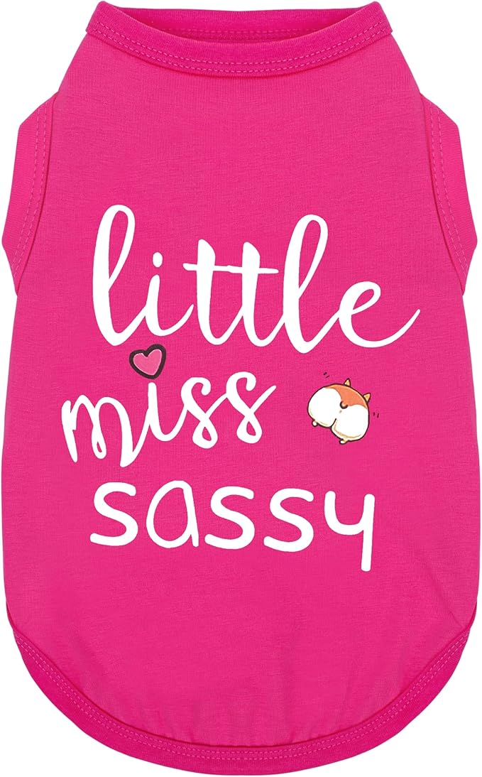 Paiaite Dog Clothes Fashionable Sleeveless Pet Vest: 'Little Miss Sassy' Printed Cotton Dog Shirt, Ideal for Small, Medium, and Large Breeds, Ensuring Comfort and Breathability Rose Red XS