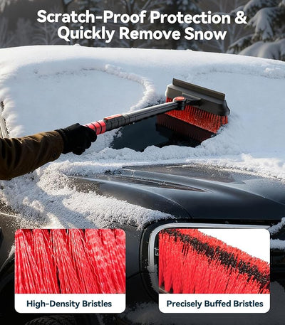 TrySpace All-Around High-Efficiency Cleaning 39 inch Extendable Snow Brush and Ice Scraper with Squeegee, Shovel, Ice Scrapers for Car Windshield, Truck, SUV Snow Removal Tool, Winter Car Accessories