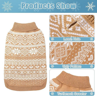 HOMIMP Dog Sweater Argyle - Warm Winter Clothes Puppy Soft Coat, Ugly Dog Sweater for Small Medium and Large Dogs, Pet Clothing Boy Girl, Cream 2XL