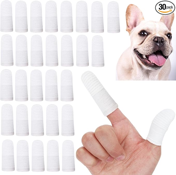 30 PCS Dog & Cat Toothbrush - Washable, Comfortable & Durable 2 Finger Toothbrush Set