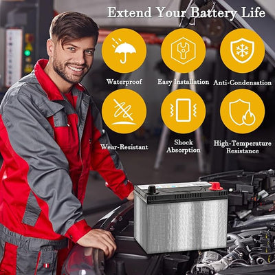 2 Pcs Battery Blanket for Car, 40"X 7" Battery Insulation Kit for Extreme Temperature Protection, DIY Cold Weather Protector for Vehicle, Truck, 4WD, Rv Batteries