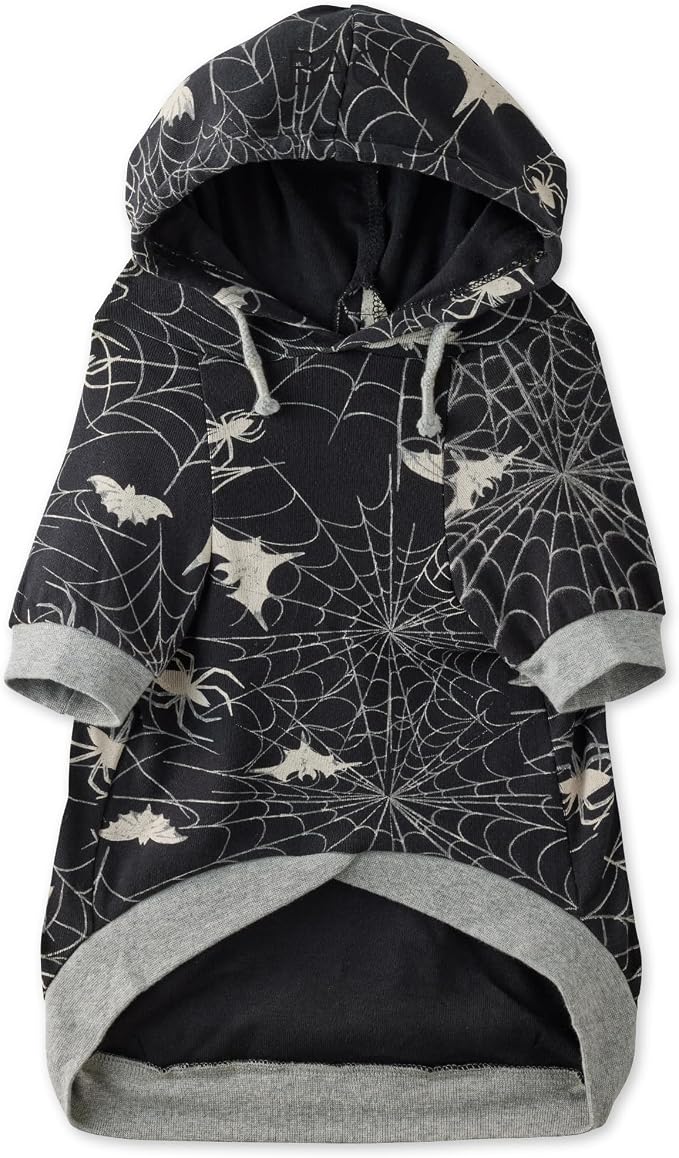 Pet Passion Rocky – The Original Lightweight Hooded Tee 100% Organic Cotton Dog Hoodie Pet Coat Sweater for All Sized Dogs, Batty Black, XX-Small (4-7 lbs)