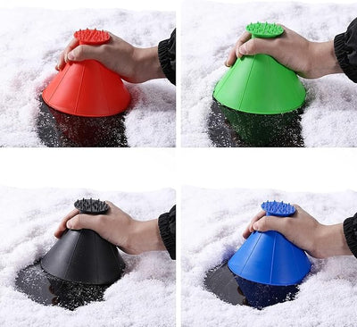4 Pack Magical Ice Scraper, Round Snow Scraper for Car Windshield, Magic Funnel Snow Removal Tool, 2 in 1 Snow Removal Shovel Tools with 4 Ice Breakers