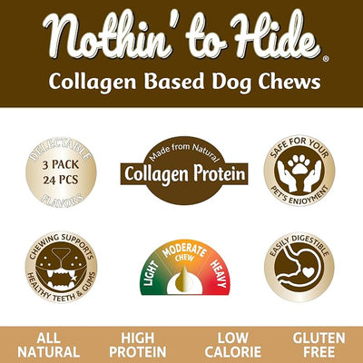 Fieldcrest Farms Nothing to Hide Natural Rawhide Alternative Flip Chips for Dogs - 3 Pack Bundle & Magnet (Chicken, Beef, Peanut Butter) Premium Easily Digestible Chews Great for Dental Health