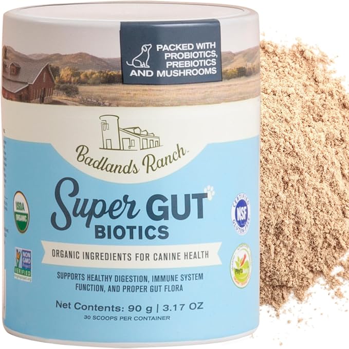 Badlands Ranch - Super Gut Biotics Canine Digestive Supplement,Probiotics, Prebiotics, Supports Healthy Digestion, Immune System Function and Gut Flora by Katherine Heigl (30 Scoops)