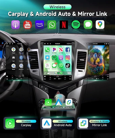 8Core 6G+128G Car Stereo for Chevy Cruze 2009-2015, Android 15 Radio with DSP 32-EQ,9.7Inch IPS Vertical Touch Screen,Wireless Carplay/Android Auto,GPS,WiFi,FM/RDS,SWC,Backup Camera