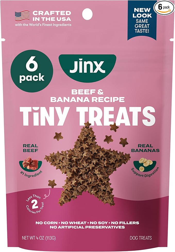 Beef & Banana Training Treats for Dogs and Puppies, Low-Calorie, All Natural, Slow-Smoked Real Beef, No Fillers 4oz, 6 Pack