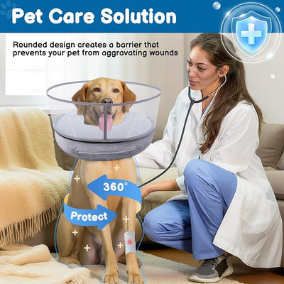 BARKLESS Dog Donut Collar, 2-in-1 Inflatable Dog Collars for After Surgery to Stop Licking Wounds, Patented Protective Donut Cone with High Shield for Small and Medium Pets (Grey, M)