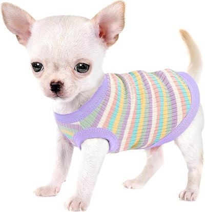 Elevate Your Pet's Comfort and Fashion: Premium 100% Cotton Rib Dog Shirt Vest for Small Breeds Like Chihuahuas, Yorkies, and Puppies .Year-Round Style with Tank-Style Puppy Attire Light Purple XL