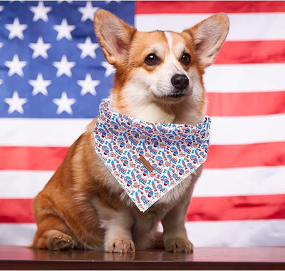 Lionheart Glory American Dog Bandana - 1 Pack Washable Soft Scarf, Square Adjustable Bandanas for Medium Large Dogs