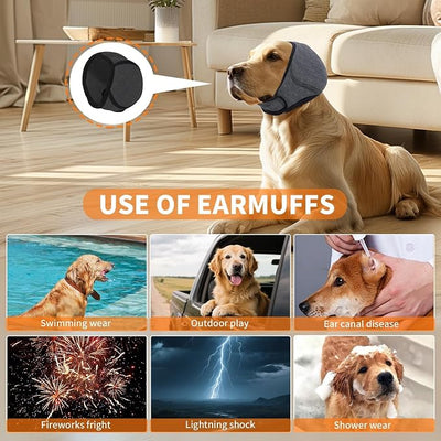 No Flap Ear Wraps for Dogs Dog Ear Muffs Noise Protection Cover Waterproof Snoods for Dogs Bathing Grooming Thunder Fireworks Doggie Hush Ear Covers French Bulldog Pointy Tight Fit Ears(L)