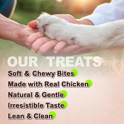 A Freschi srl Soft Chicken Dog Treats, All Natural, High-Protein, Healthy & Easily Digestible, Grain-Free Puppy Chews, Human Grade Training & Rewards Dog Snacks, Chicken Knots, 16 oz Pack