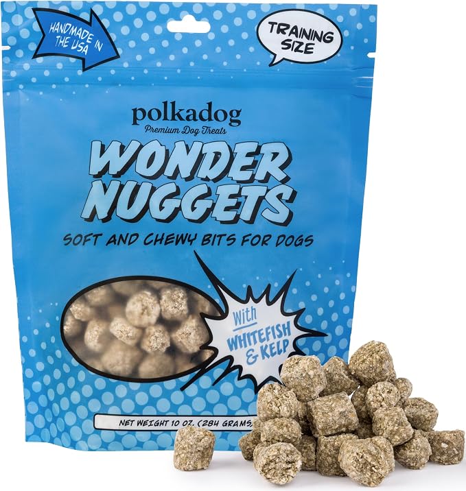 Wonder Nuggets Soft & Chewy Dog Treats - Wild-Caught Whitefish & Kelp, All Natural, Limited Ingredient, Premium Training Treats for All Breeds, Great for Allergies, Made in USA - 10oz