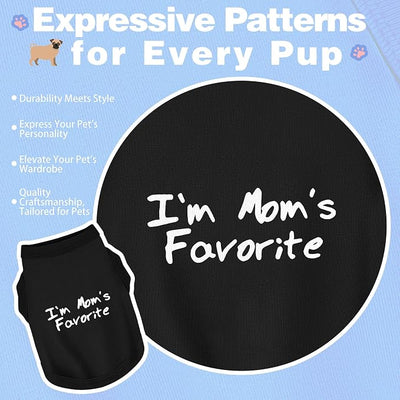 Cozy Sleeveless Canine Wear Dog Clothes, Soft, Lightweight, and Breathable Cotton Dog Shirt with I'm Mom's Favorite Print.Vest Tank Top Ideal for Small, Medium, and Large Breeds Light Purple 2XL