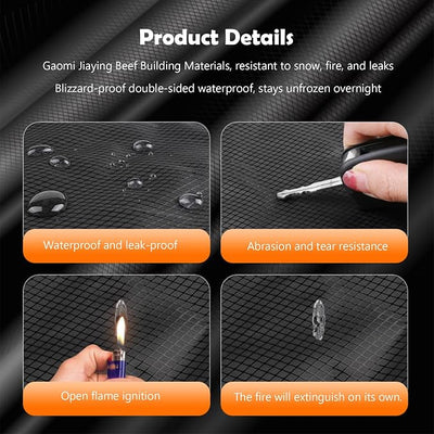 Ultra Wide Design and Thick Car Windshield Snow Cover - All-Weather Anti Frost, Anti Snow and Sun Protection, with Magnetic and Strap Fixation (Yellow Reflective Strip)
