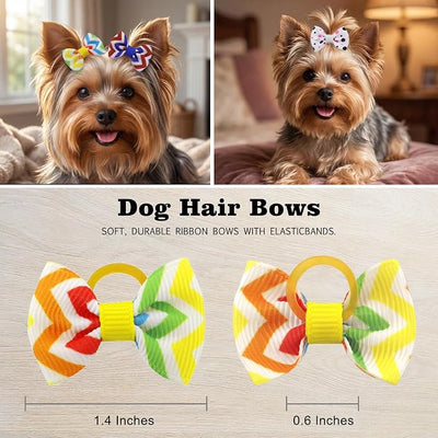 Puppy Hair Bows Small Dog Mini Rubber Bands Doggie Bowknot Pet Grooming Accessories 60pcs (30 Pairs) - Puppy Bows for Small Dogs Girl