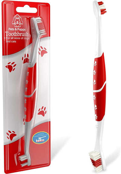 Pets & Pupps Pet Toothbrush for Dogs, Cats, Pack of 1 | Soft Bristles, Non Slip Dual Head, Medium & Large Pets, Easy Teeth Cleaning & Dental Care