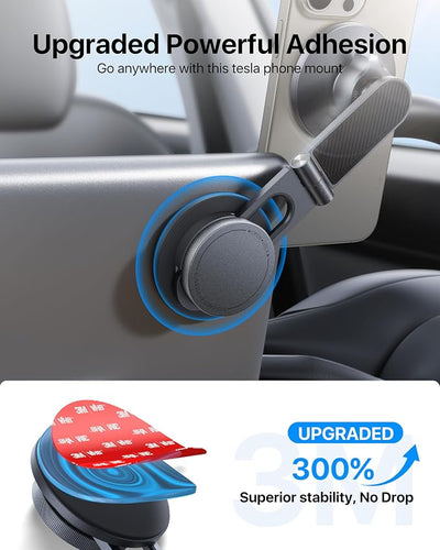 andobil Upgrade Tesla Phone Mount [Strong Magnet & Foldable] MagSafe Car Mount for Tesla New Model Y Juniper Model 3, 360° Adjustable Tesla Phone Holder fits iPhone 17 16 15 Pro Max, Tesla Accessories