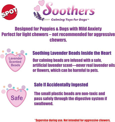 SPOT Soothers Heartbeat Bunny - 12in Calming Plush Dog Toy with Realistic Heartbeat, Lavender Scent & Squeaker, Crate Training Sleep Aid - 1 of 3 Assorted Colors, Sent at Random